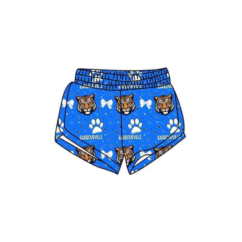(Custom Design Preorder MOQ 5) Team's BARBOURVILLE Tiger Bows Print Girls Summer Bottom Shorts