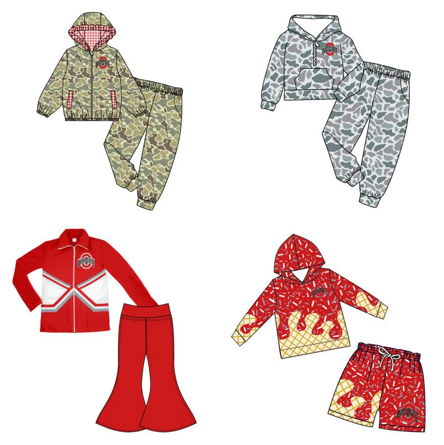 (Custom Design Preorder MOQ 5 Each Item)Team's OHIO STATE Print Sibling Matching Clothes
