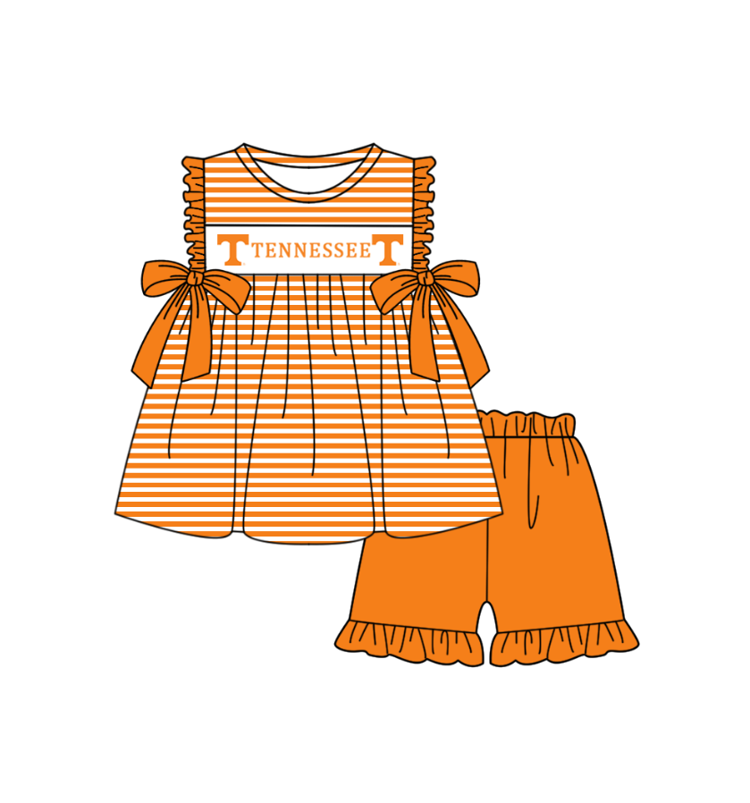 (Custom Design Preorder MOQ 5 Each Item) Team's Tennessee Print Kids Summer Matching Clothes Sibling Wear