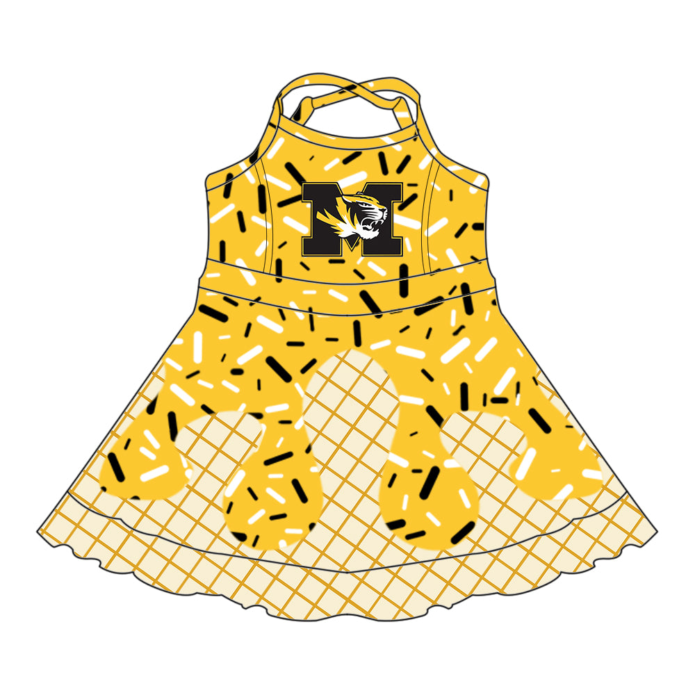 (Custom Design Preorder MOQ 5 Each Item)Team's Missouri Tigers Sprinkles Print Sibling Matching Clothes