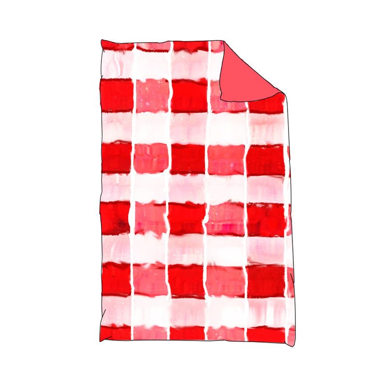 (Custom Design Preorder MOQ 5)NO.10 Farm Red Plaid Print Baby Blanket