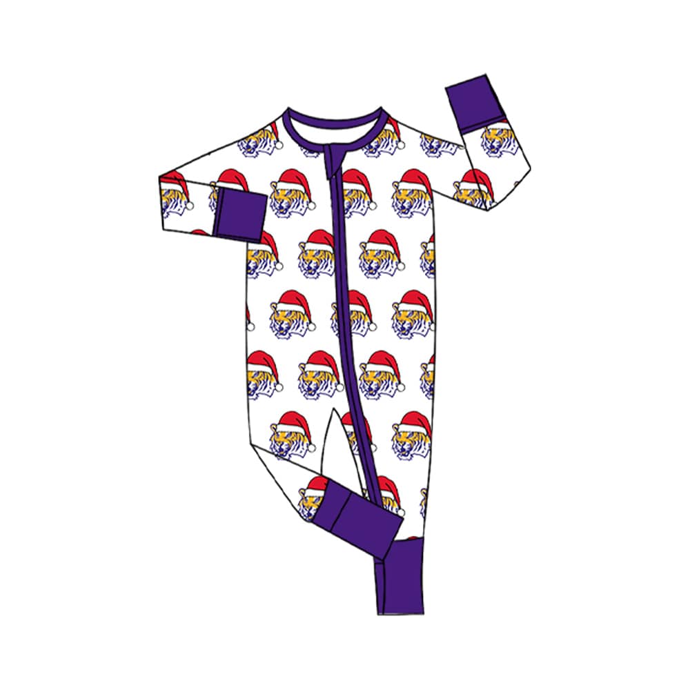 (Custom Design Preorder MOQ 5 Each Item)Team's LSU Tigers Print Sibling Christmas Matching Clothes
