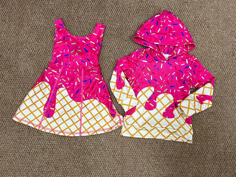 5 Colors Sprinkles Girls Yoga Dress & Boys Hoodie Top Sibling Matching Clothes