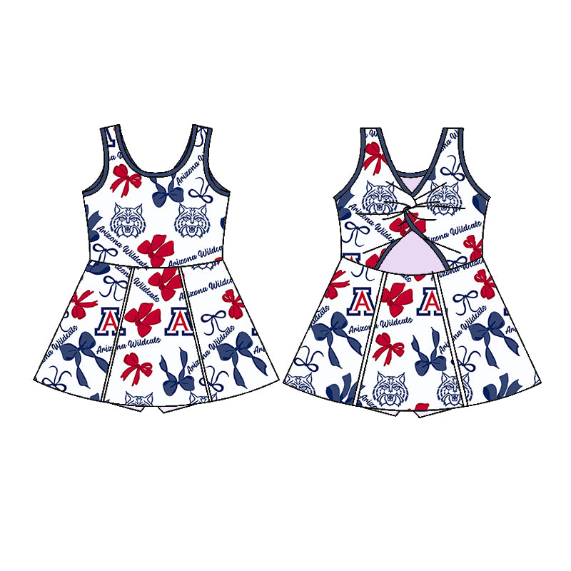 (Custom Design Preorder MOQ 5 Each Color) Team's Arizona Wildcats Bows Print Girls Summer Clothes Sisters Matching Wear