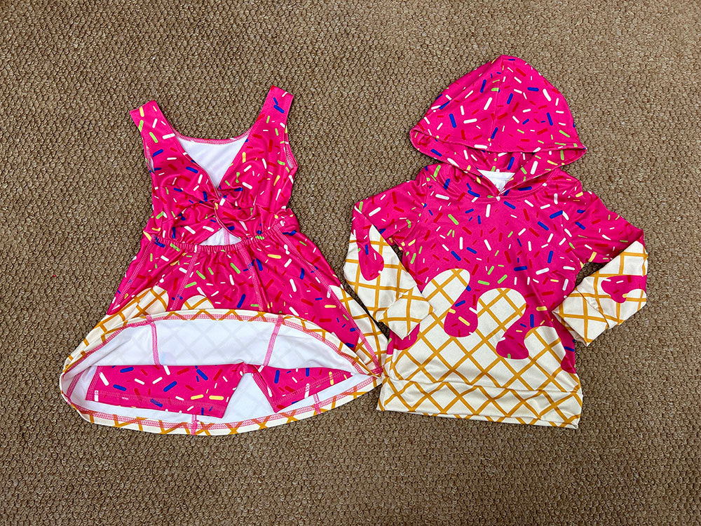 5 Colors Sprinkles Girls Yoga Dress & Boys Hoodie Top Sibling Matching Clothes