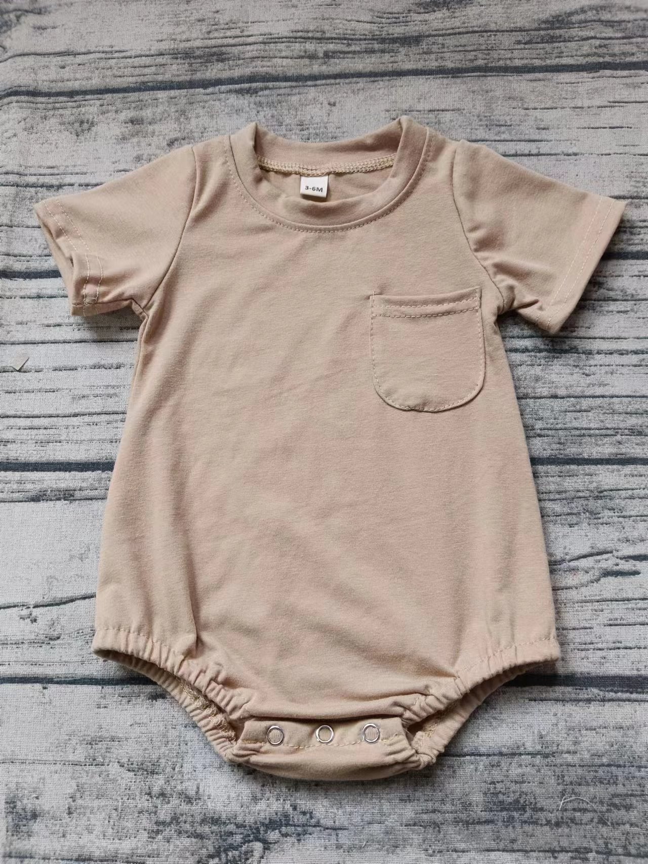 (Custom Design Preorder MOQ 5) Khaki Color Baby Summer Romper