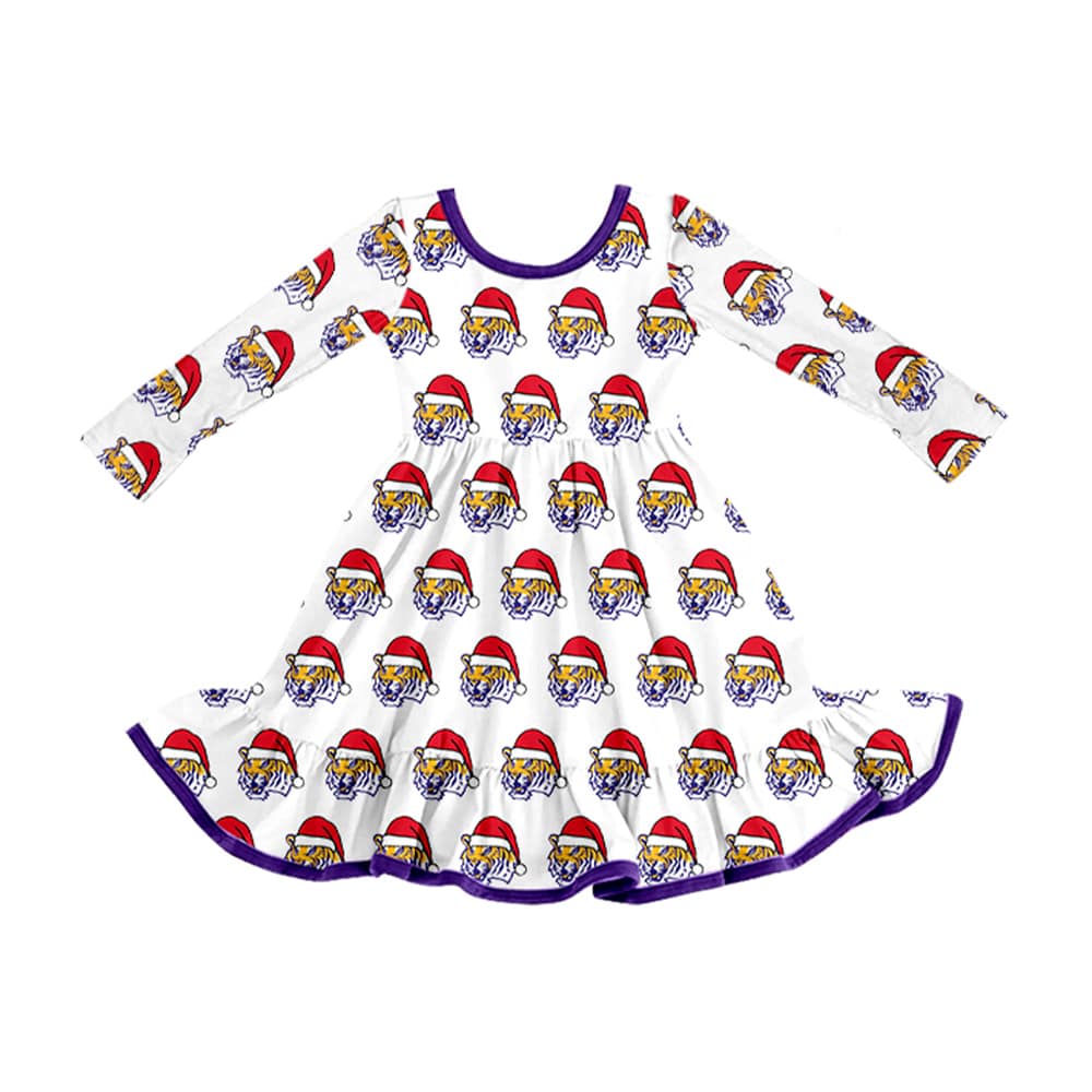 (Custom Design Preorder MOQ 5 Each Item)Team's LSU Tigers Print Sibling Christmas Matching Clothes