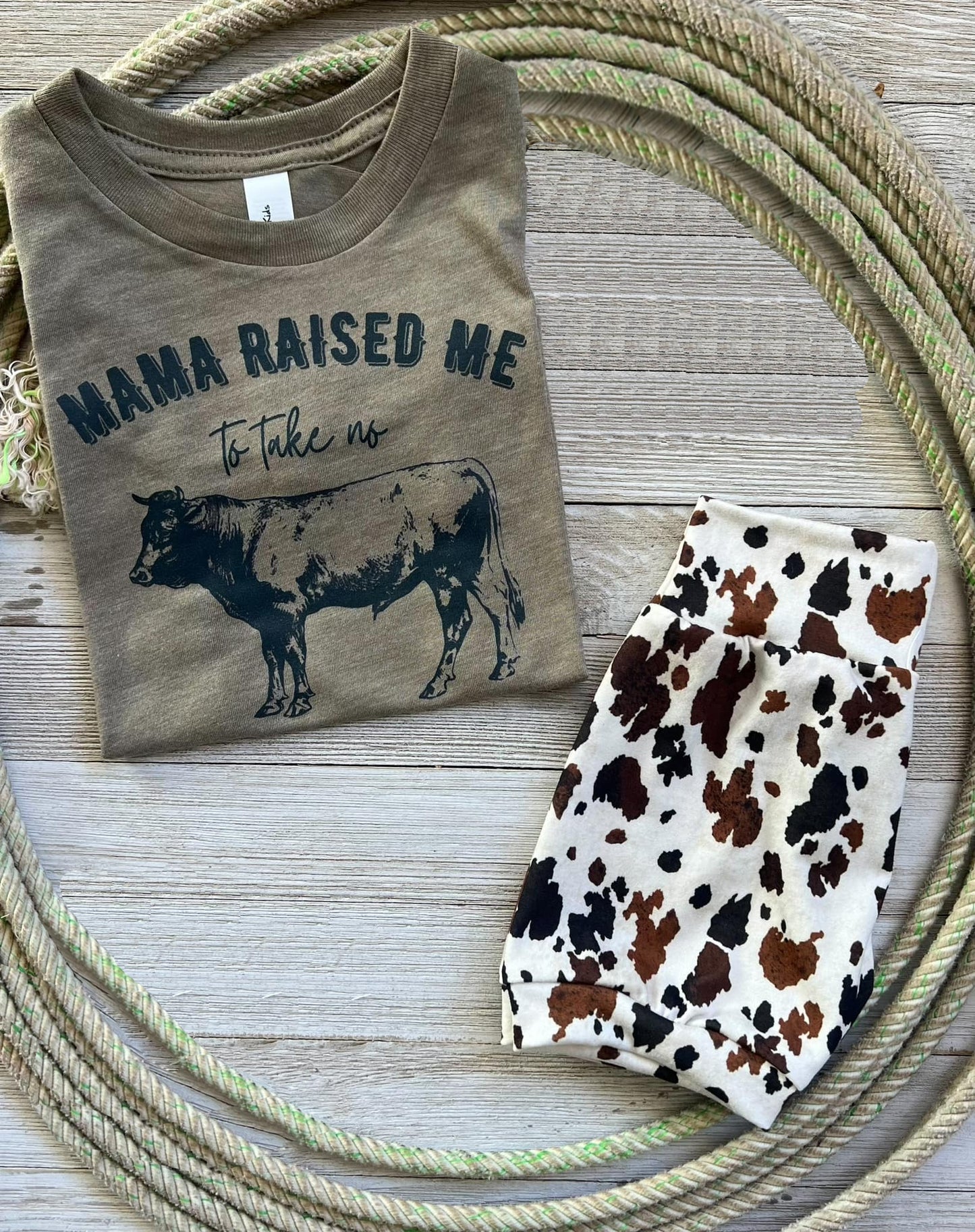 (Custom Design Preorder MOQ 5) MAMA RAISED Cows Shorts Boys Western Clothes Set