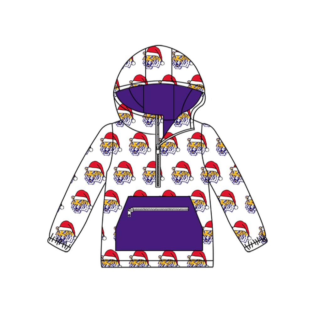 (Custom Design Preorder MOQ 5 Each Item)Team's LSU Tigers Print Sibling Christmas Matching Clothes