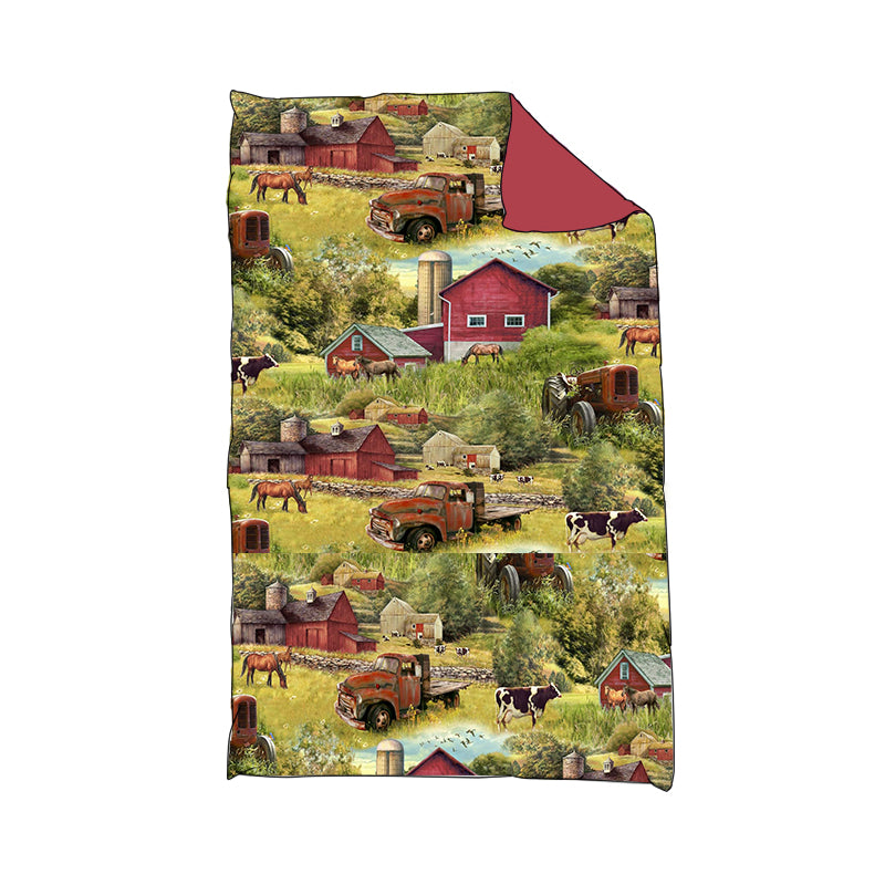 (Custom Design Preorder MOQ 5)NO.4 Farm Animals Print Baby Blanket