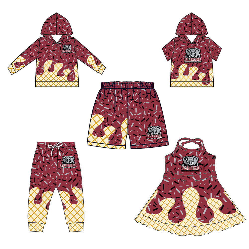 (Custom Design Preorder MOQ 5 Each Item)Team's Alabama Sprinkles Print Sibling Matching Clothes