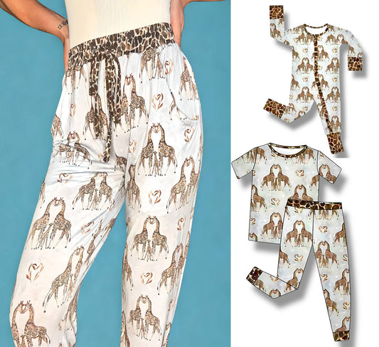 (Custom Design Preorder MOQ 5 Each Design) Giraffe Print Family Matching Clothes