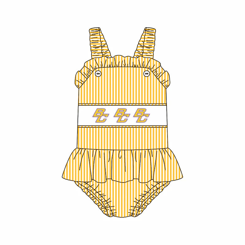 (Custom Design Preorder MOQ 5) Team's Bloom Carroll Print Girls 1 Piece Swimsuits