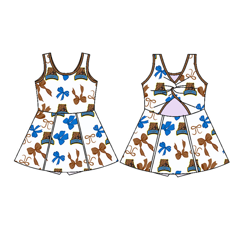 (Custom Design Preorder MOQ 5 Each Color) Team's UCLA Bruins Bows Print Girls Summer Clothes Sisters Matching Wear