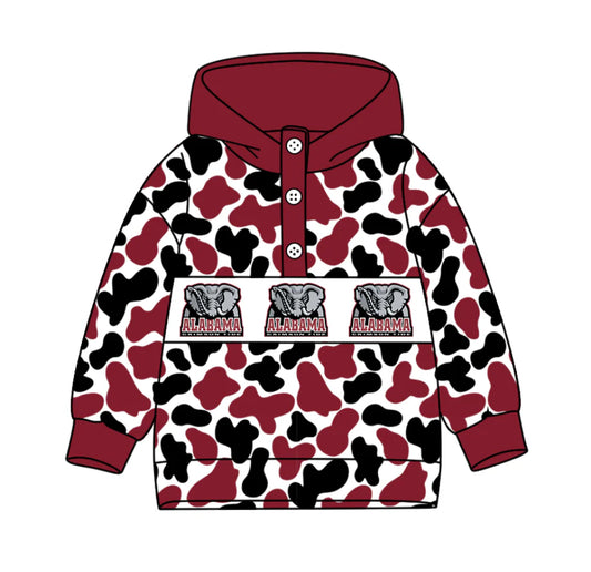 (Custom Design Preorder MOQ 5) Team's Alabama Camo Print Kids Long Sleeve Buttons Hoodie Top
