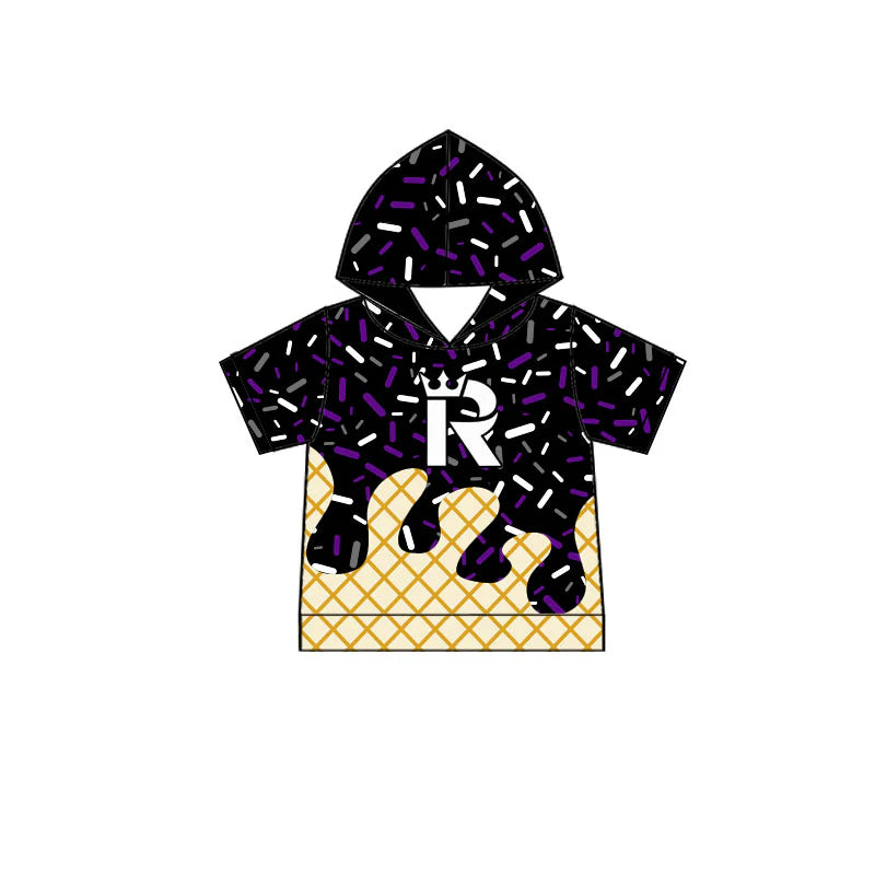 (Custom Design Preorder MOQ 5 Each Item) Team's Reading Royals Sprinkles Print Short Sleeve Hoodie Top Mom and Me Matching Clothes