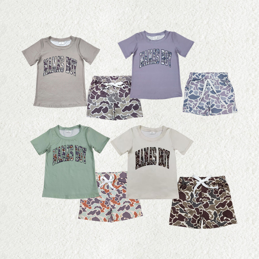 4 Colors MAMA'S BOY Top Camo Shorts Boys Summer Clothes Set Brothers Wear