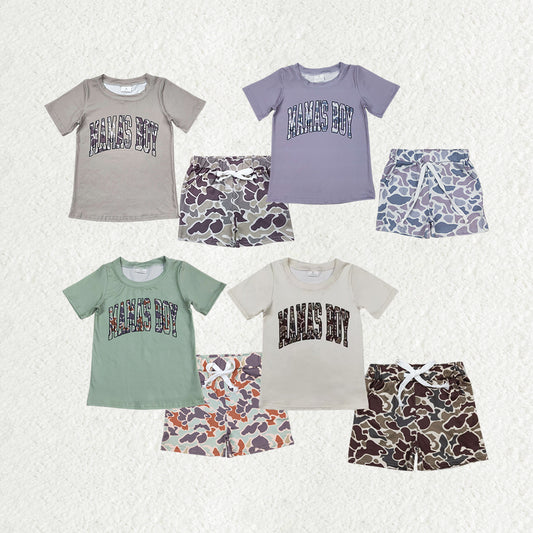 4 Colors MAMA'S BOY Top Camo Shorts Boys Summer Clothes Set Brothers Wear