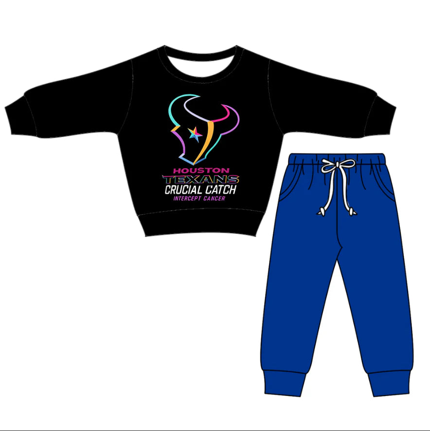 (Custom Design Preorder MOQ 5) Team's HOUSTON TEXANS Black Top Red Pants Boys Clothes Set