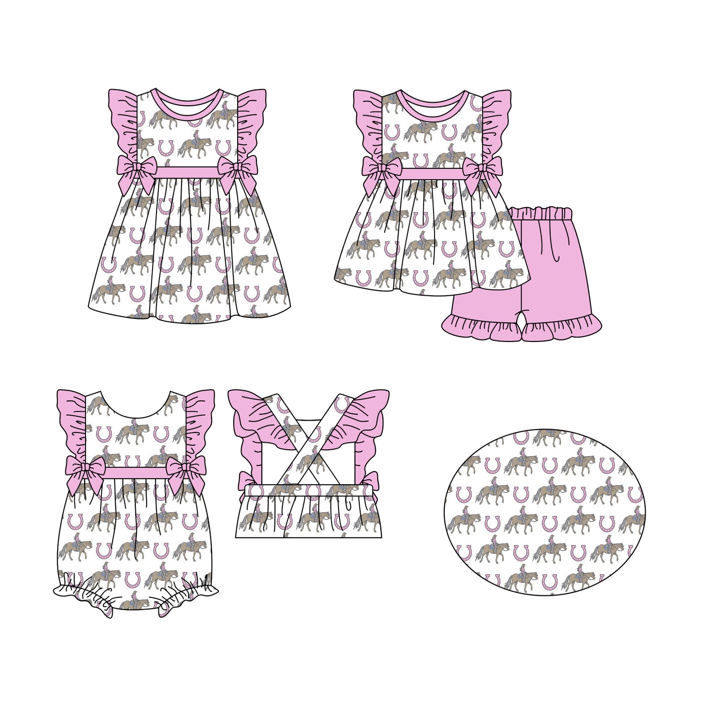 12.11(Custom Design Preorder MOQ 5 Each Design) Cowgirl Print Girls Summer Matching Clothes Sisters Wear