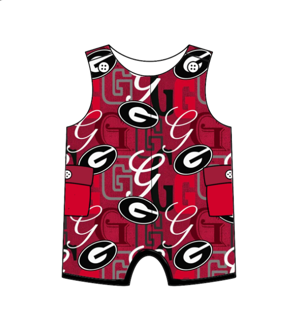 (Custom Design Preorder MOQ 5 Each Design) Team's Georgia Print Kids Summer Matching Clothes Sibling Wear