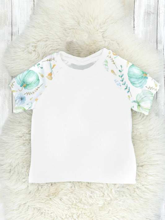(Custom Design MOQ 5) Aqua pumpkin print boys T-shirt top
