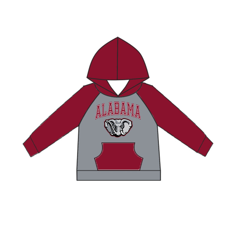 (Custom Design MOQ 5) Kids long sleeve wine hoodie pullover top