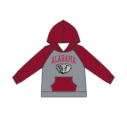 (Custom Design MOQ 5) Kids long sleeve wine hoodie pullover top