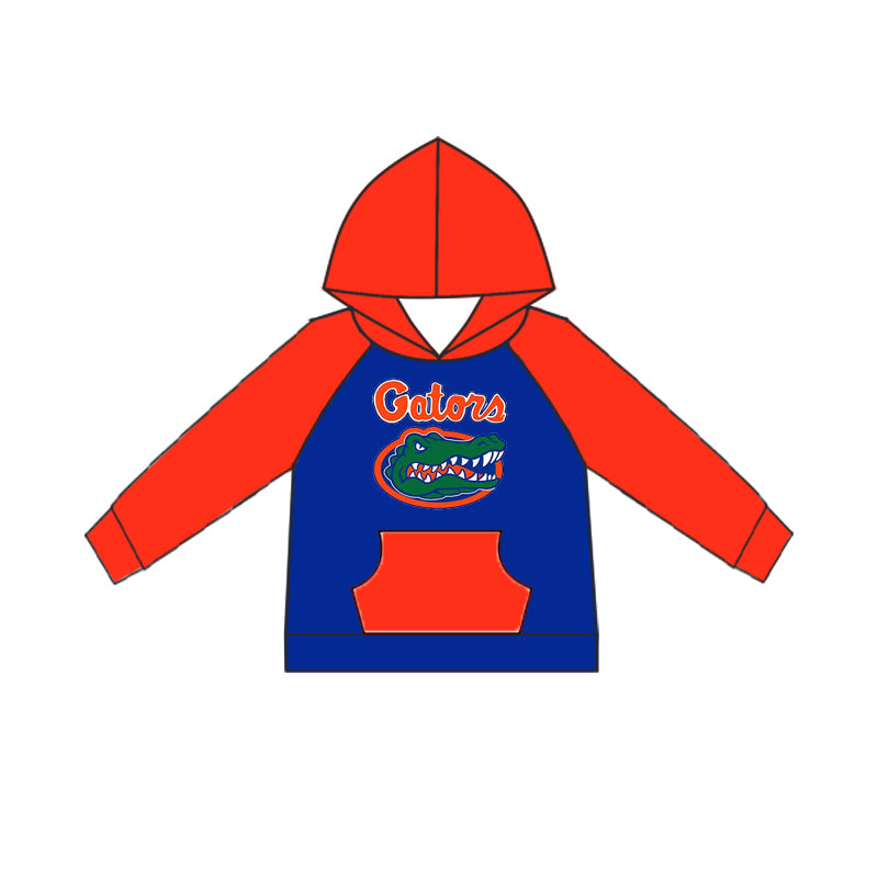 (Custom Design MOQ 5) Kids long sleeve orange hoodie pullover top