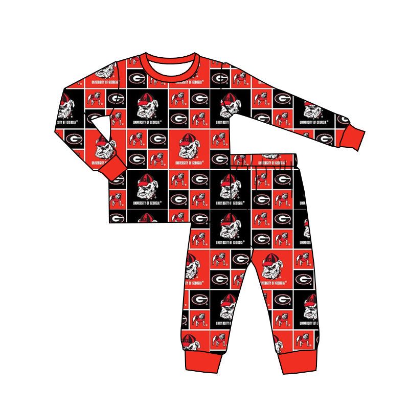 (Custom Design MOQ 5 per item) Family matching clothes Kids Bulldogs with hat football team's design B