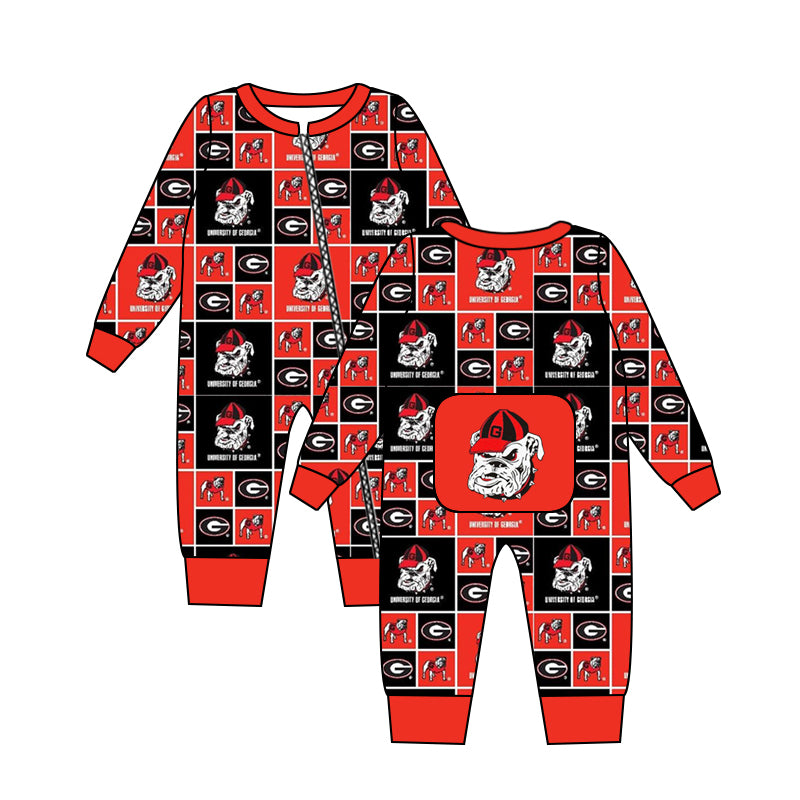 (Custom Design MOQ 5 per item) Family matching clothes Kids Bulldogs with hat football team's design B
