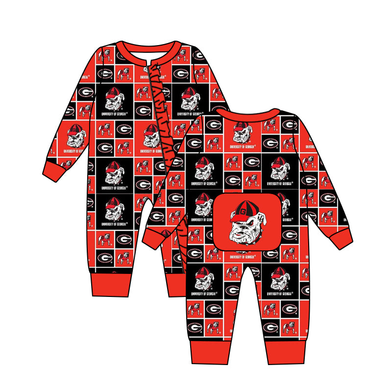 (Custom Design MOQ 5 per item) Family matching clothes Kids Bulldogs with hat football team's design B
