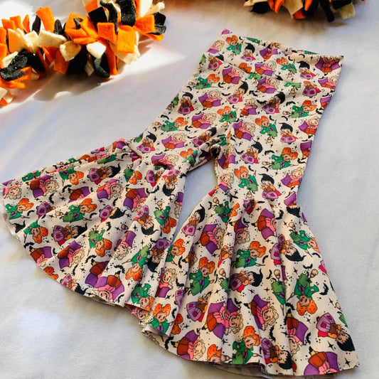 P0256 Girls cute Halloween witch print bell bottom pants