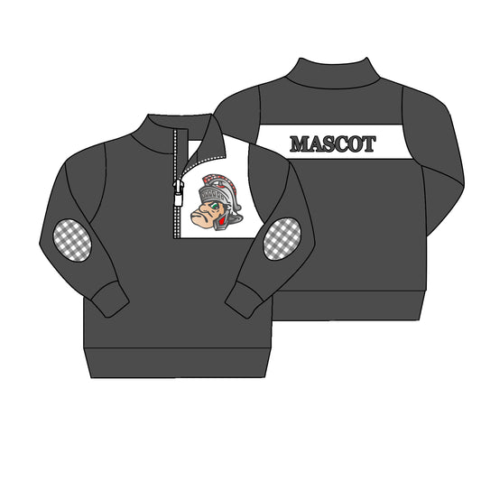 (Custom Design MOQ 5) Boys grey long sleeve zipper pullover shirts