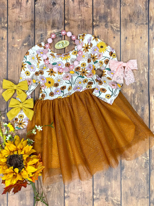 (Custom Design MOQ 5) Knee length flowers tulle dress