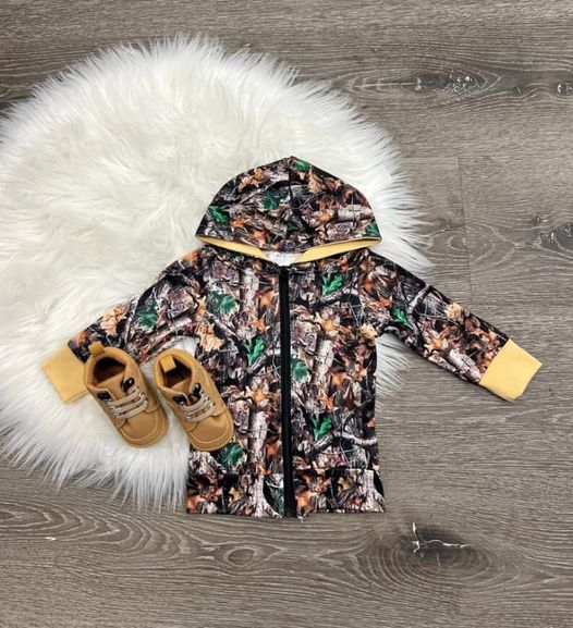 (Custom Design MOQ 5) Kids camo print zipper jacket hoodie top
