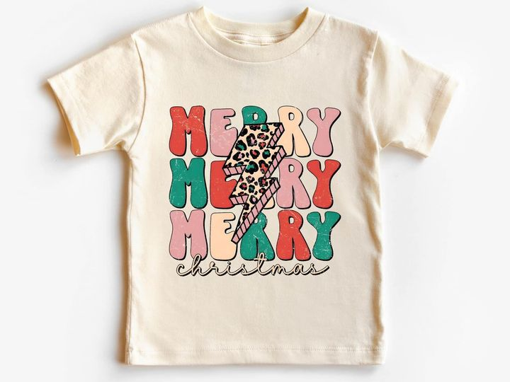 (Custom Design MOQ 5) Merry Christmas print kids tee shirts top