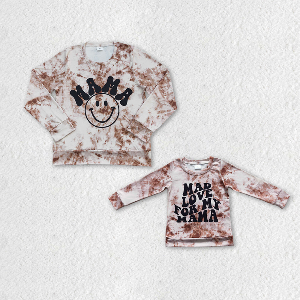 GT0279 Kids love my MAMA tie-dye print tee shirts top