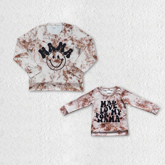 GT0279 Kids love my MAMA tie-dye print tee shirts top