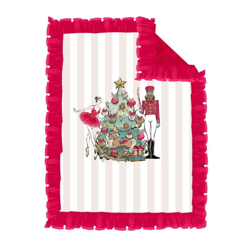 (Custom Design Preorder MOQ 5) Christmas tree soldier print baby girls blanket