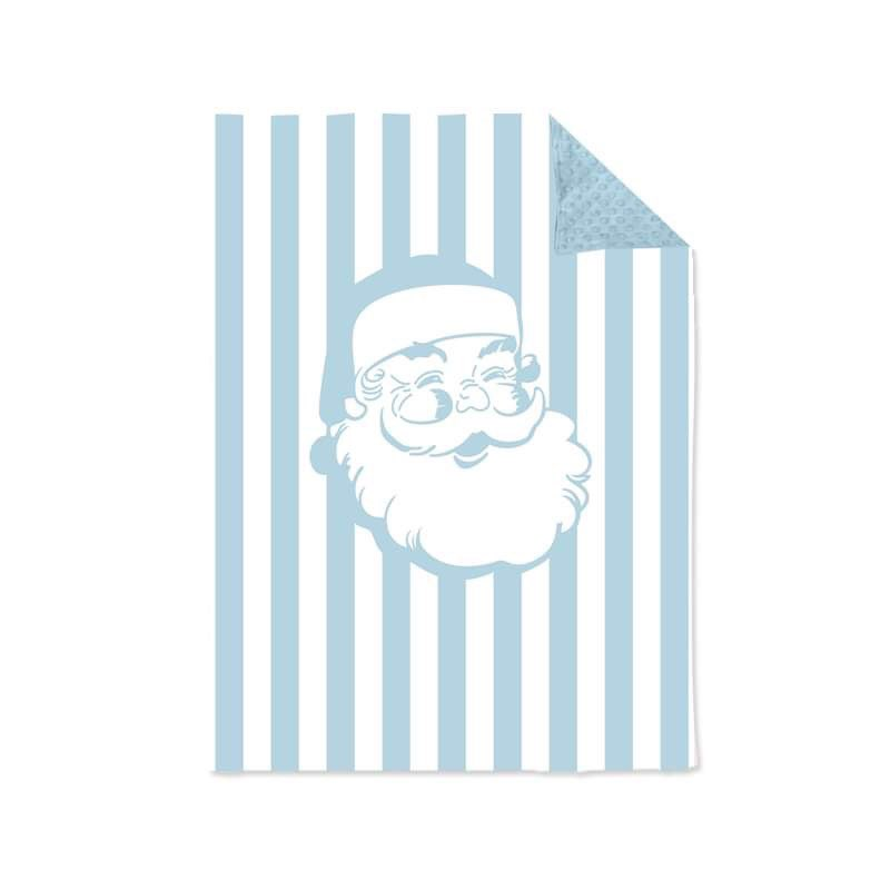 (Custom Design Preorder MOQ 5) Christmas Santa blue stripes print baby boys blanket