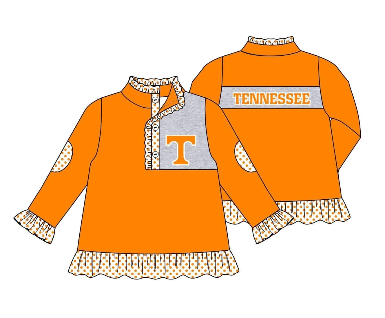 (Custom Design MOQ 5) Girls yellow football team's long sleeve button pullover shirts