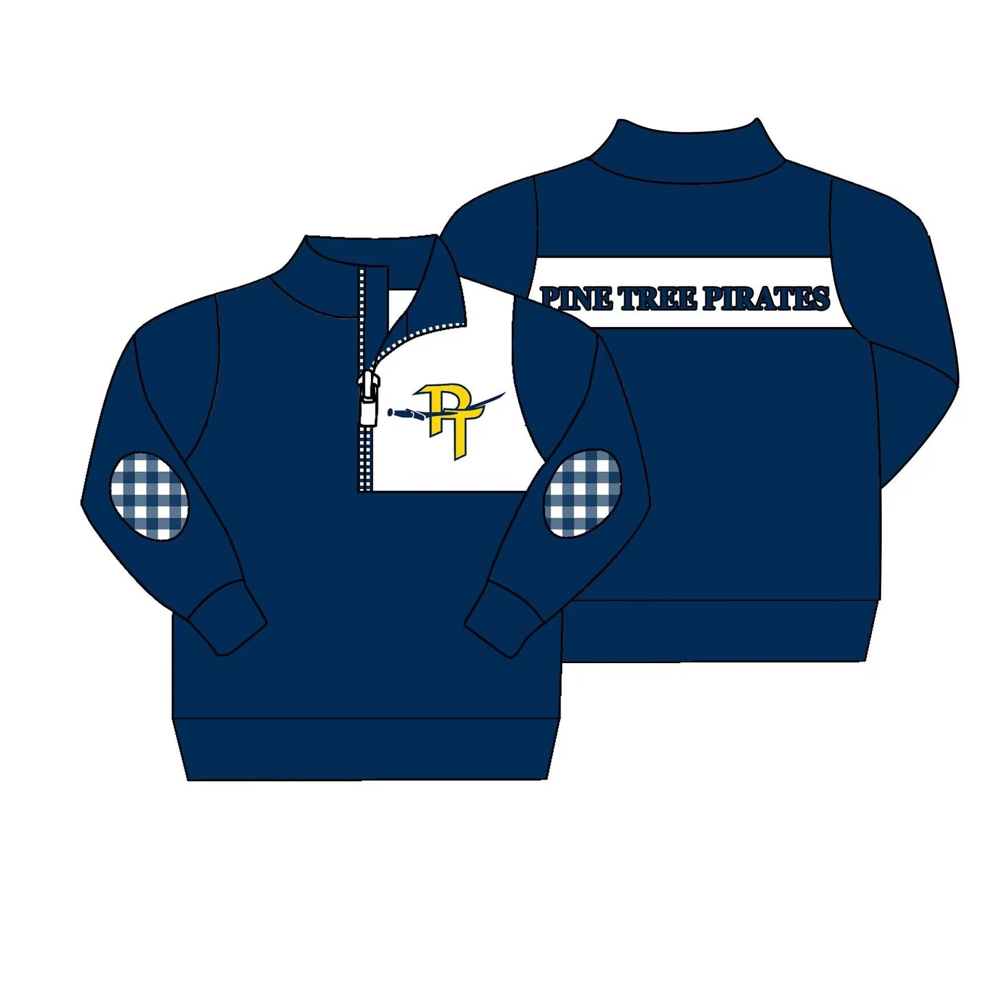 (Custom Design MOQ 5) Boys navy football team's long sleeve zipper pullover shirts
