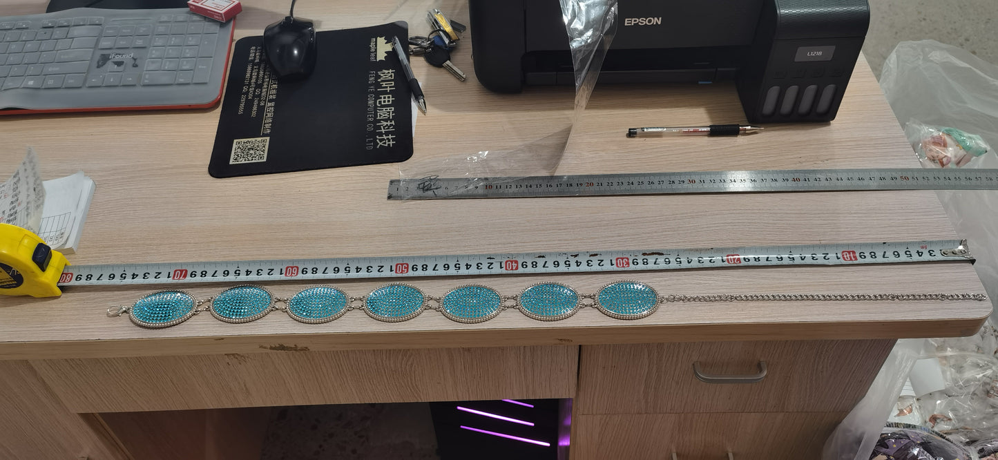 Seven small turquoise baby girls western chains belt GB0013