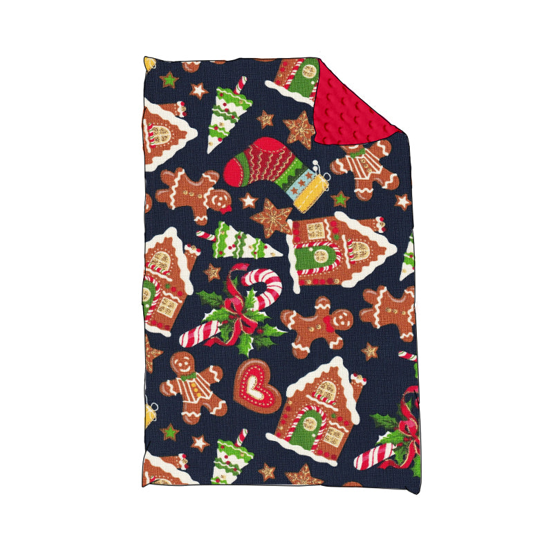 (Custom Design Preorder MOQ 5)Christmas Gingerbread Candy House Print Baby Blanket