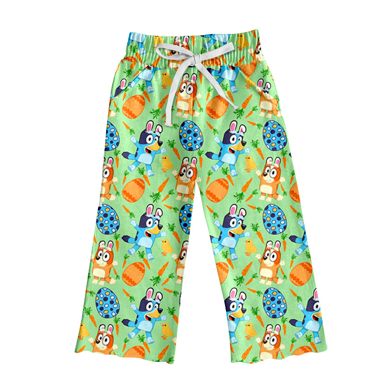 (Custom Design Preorder MOQ 5) Adult Cartoon Dog Egg Carrot Green Print Man Easter Pajamas Pants