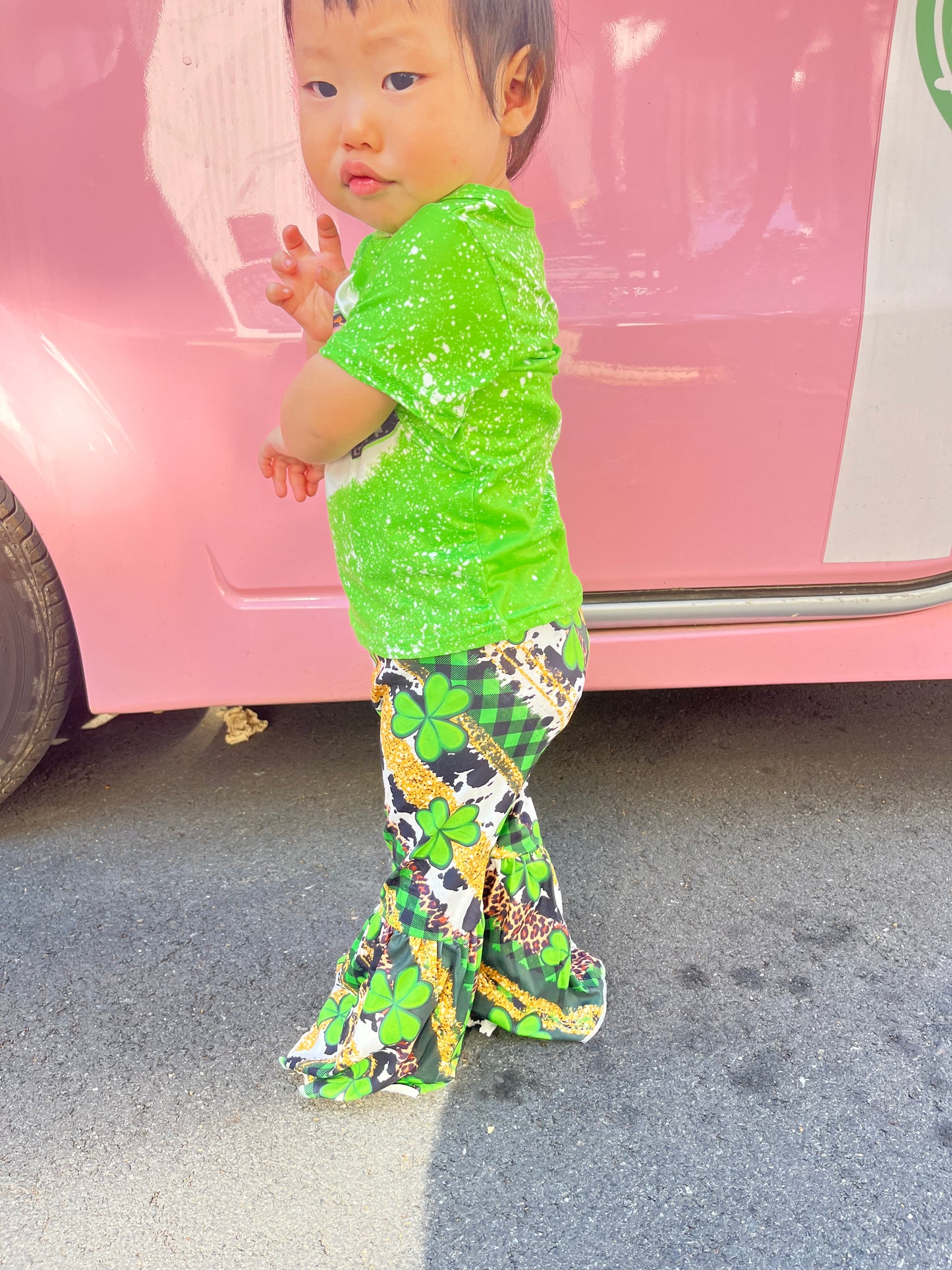 Girls lucky print St. Patrick's Day outfit GSPO0356