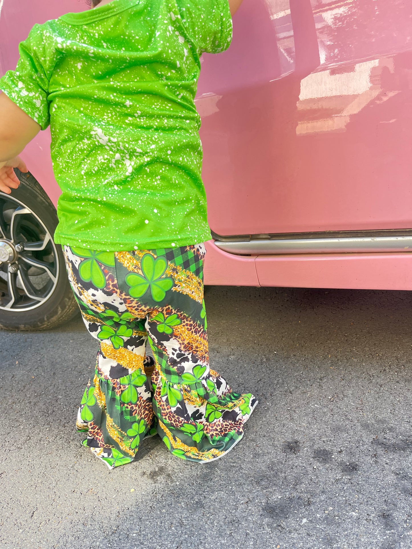 Girls lucky print St. Patrick's Day outfit GSPO0356