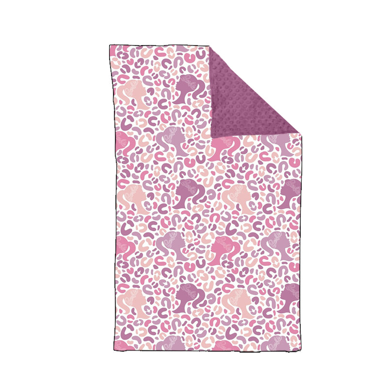 (Custom Design Preorder MOQ 5) Pink BA Leopard Print Baby Girls Blanket