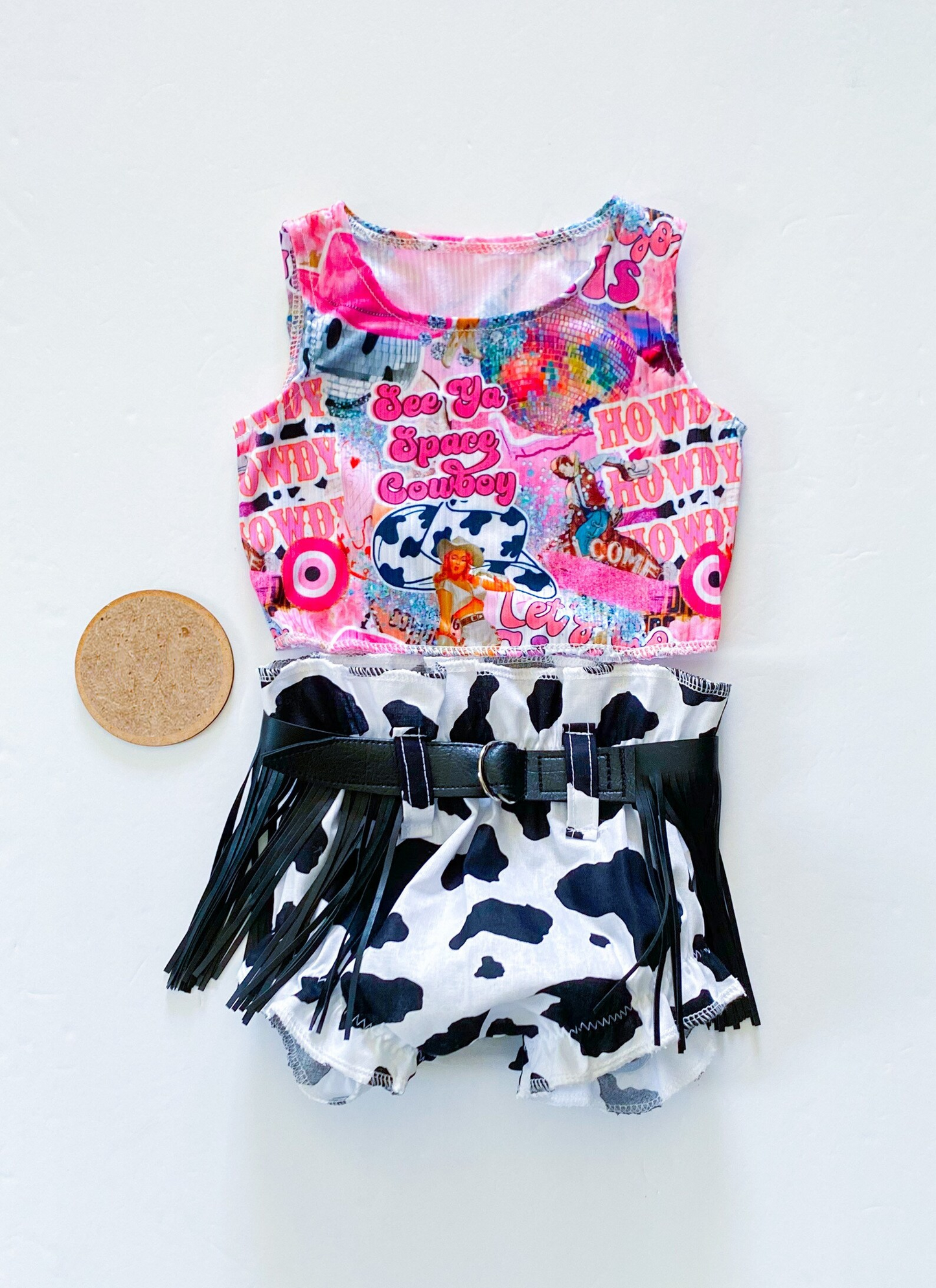 (Custom Design Preorder MOQ 5) Howdy Cowboy Baby Girls Western Bummie Set